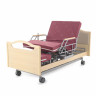 Кровать для лежачих больных с матрасом, регул. высоты, Т/АТ MED-MOS DB-2B электрическая с поворотным креслом в правую сторону (светлое дерево)